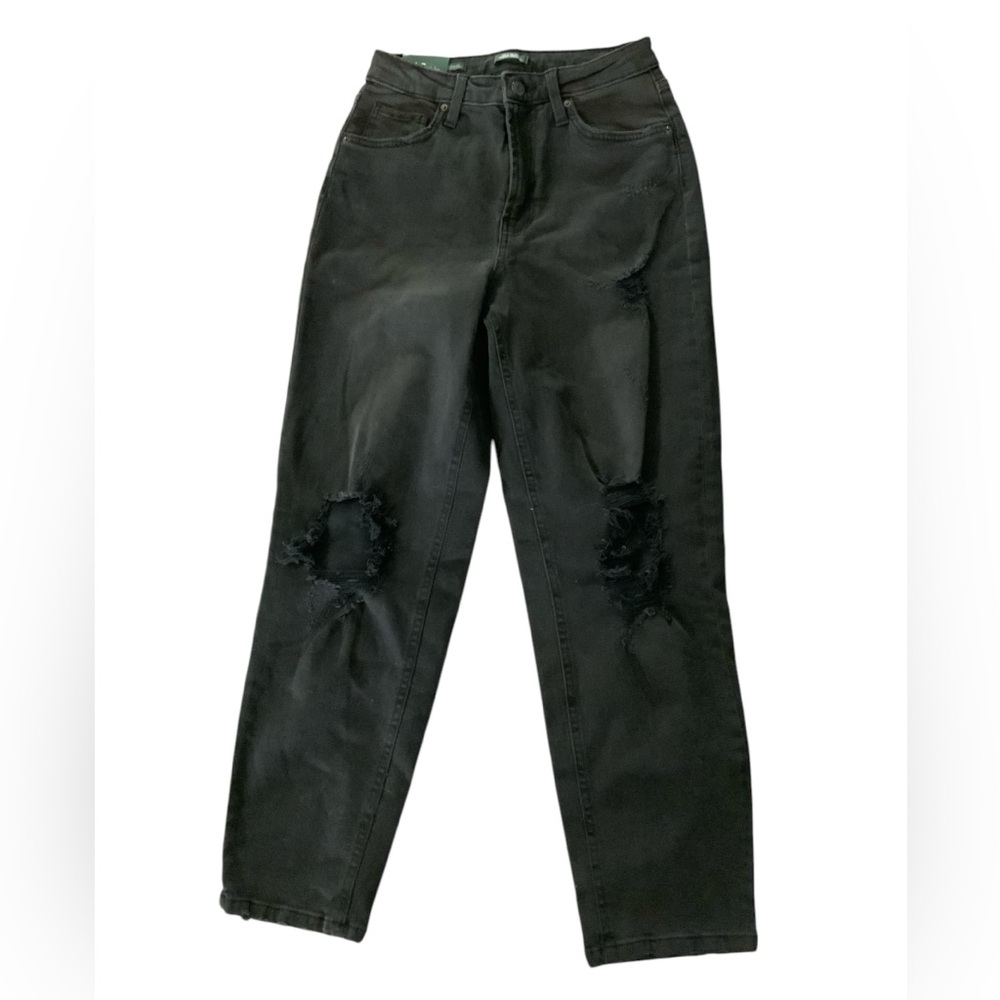 Wild Fable Women's Size 6 Super High Rise Tapered Jeans Black Wash - Picture 5 of 7
